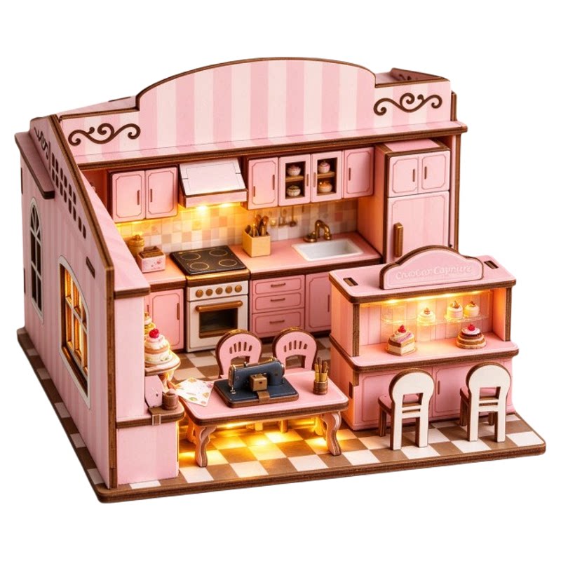 DI木制拼装小屋手工立体积木拼图益智模型创意生日礼物桌面摆件