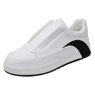 真皮懒人防滑防臭2025春秋四季新款跑步包底皮蓬运动休闲小白鞋男