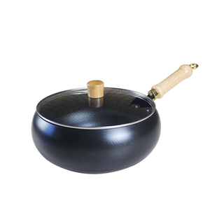 精品氮化大肚铁锅加深型无涂层1.8mm厚度小铁锅家用辅食锅早餐锅