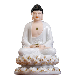 汉白玉释迦牟尼佛像摆件供奉三宝佛如来佛像阿弥陀佛像药师佛坐像
