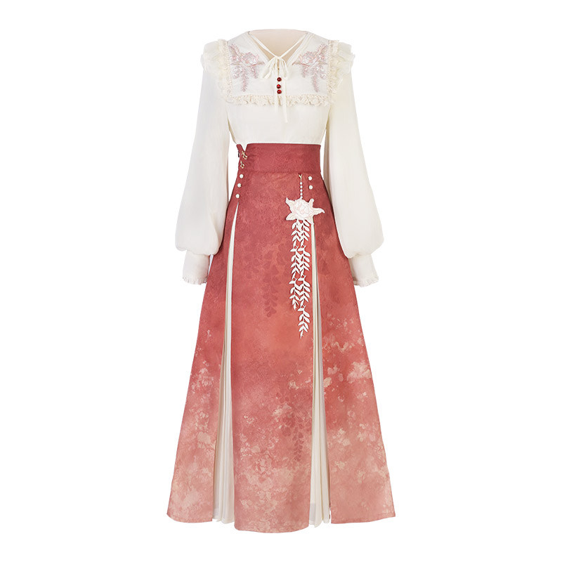 新中式女汉服三涧裙春装通勤