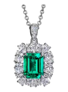 18K白金哥伦比亚祖母绿宝石项链
