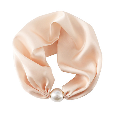 纯色护颈长条珍珠围巾百搭女春秋