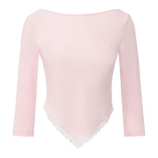 cheap art label 蕾丝花边手绢形正反两穿打底衫上衣女26春季新款