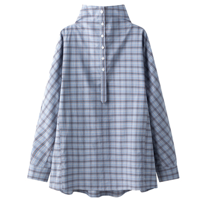 VIKTORIACHAN25/26秋冬成衣系列新品 高立领半开襟撞色格纹衬衫