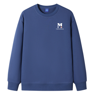 NASA秋冬圆领加绒加厚休闲男士卫衣简约百搭青年纯棉保暖打底上衣