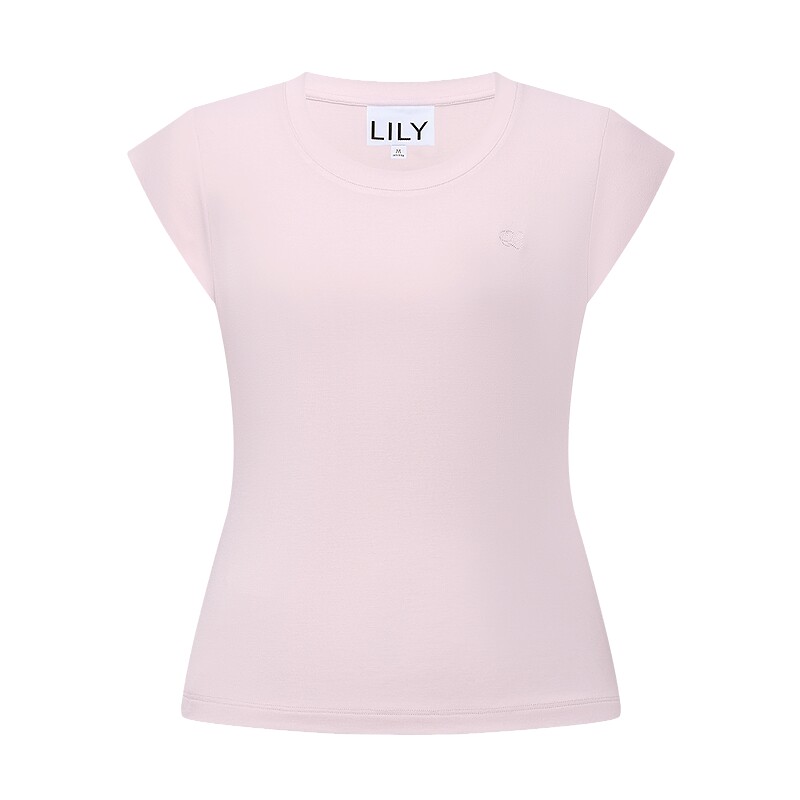 LILY2026夏新款莫代尔混纺圆领休闲通勤小包袖T恤上衣内搭短款女