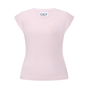 LILY2026夏新款莫代尔混纺圆领休闲通勤小包袖T恤上衣内搭短款女