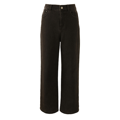 娅丽达微喇牛仔裤女2025冬季新款加绒加长小个子显瘦喇叭女裤子