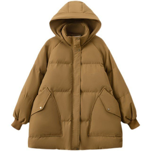 300斤大码女装黑色羽绒棉服女胖mm春秋新款韩版加厚工装棉衣外套