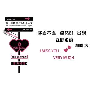 网红路牌打卡拍照区布置摆件创意餐饮烧烤串馆酒吧露营风墙面装饰