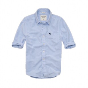 美国 Abercrombie fitch/AF 男士经典纯色牛津纺免烫长袖衬衫衬衣