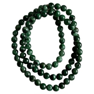 缅甸玉缅甸天然A货翡翠项链绿色飘花翡翠圆珠项链卡7.5mm一物一证