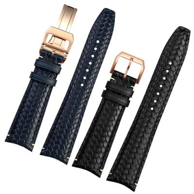 适配万国弧形编织纹真牛皮手表带