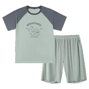 【冰丝睡衣】奕时代大码胖男童睡衣套装中大童透气凉感家居服男孩