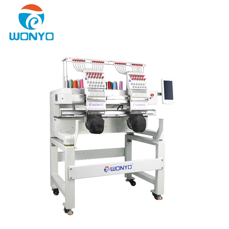 全新两头电脑绣花机高速多头平绣帽绣机商用电动剪线成衣绣花设备