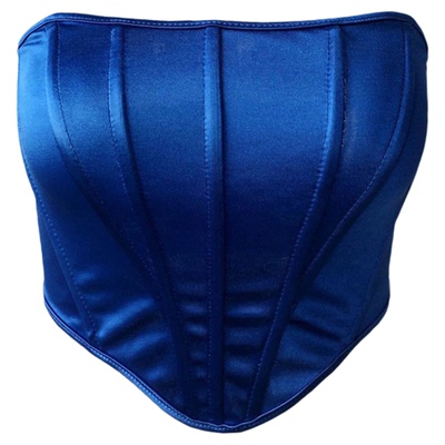 亮面鱼骨短款裹胸小背心