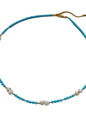 绿松石锁骨链女式夏日项链