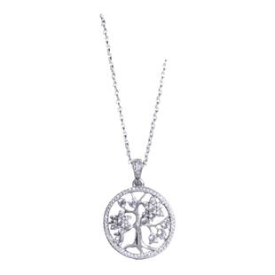 生命之树项链女白金许愿树纯银树叶圆环毛衣链钥匙个性气质礼物潮