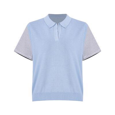 Greylilac 假两件短袖T恤女夏季新款宽松时尚百搭撞色拼接上衣