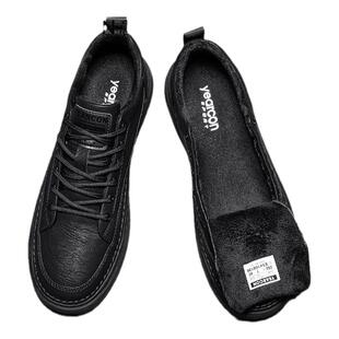 意尔康板鞋男鞋春秋冬季加绒棉百搭2026新款男士高端商务休闲皮鞋