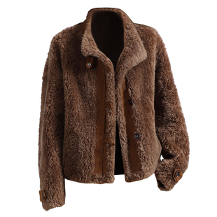 羊剪绒大衣女2025冬新保暖时尚气质海宁一体羔羊毛毛颗粒皮草外套