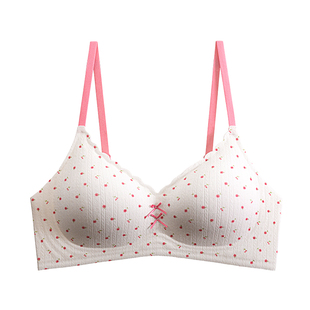 法式内衣女小胸聚拢撞色甜美碎花少女无钢圈收副乳防下垂文胸罩