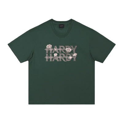 HARDY HARDY潮牌重磅纯棉立体字母+玫瑰声波设计高街潮牌宽松短袖