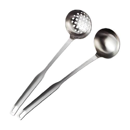 onlycook304不锈钢漏勺1套加长加厚一体成型拉丝易洗舒适手柄30cm