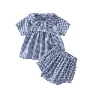婴儿分体套装夏季薄款短袖六个月宝宝衣服女宝上下衣夏天可爱超萌