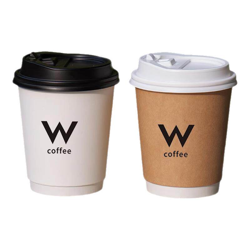 一次性咖啡杯带盖食品级耐高温商用热饮豆浆奶茶纸杯定制外出携带