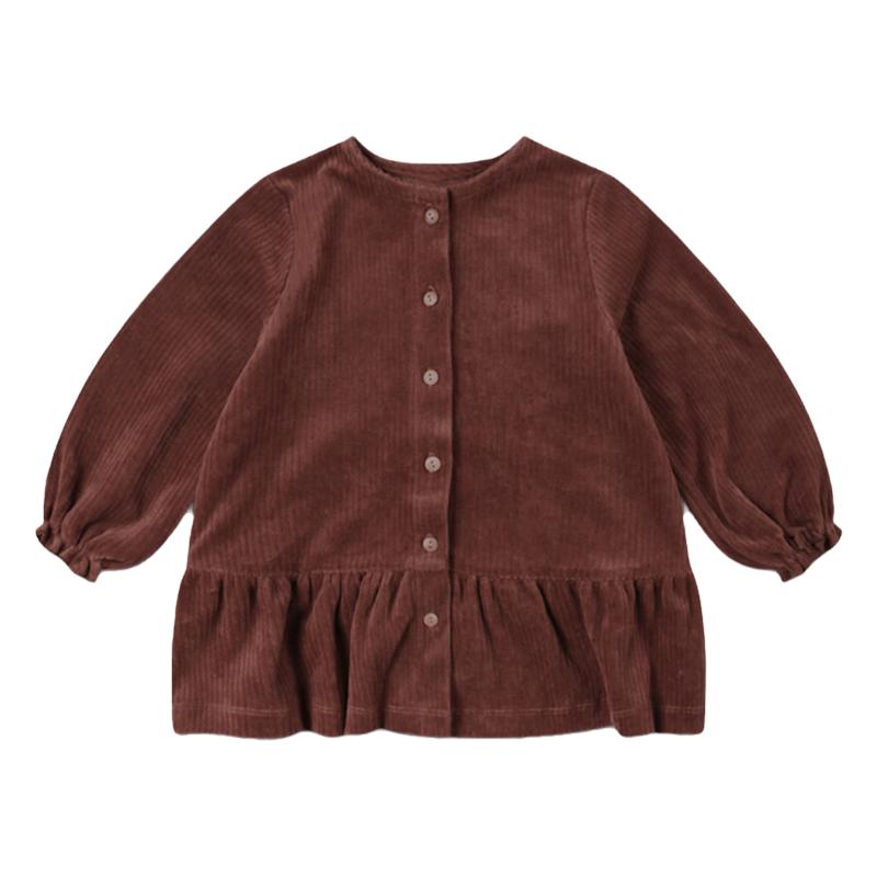 童装红色灯芯绒连衣裙2025秋季女童宝宝裙子长袖森系复古洋气公主