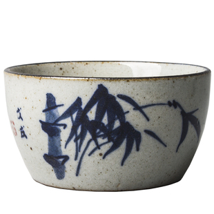 景德镇陶瓷品茗杯手绘茶杯粗陶仿古单杯个人杯主人杯中式功夫茶具