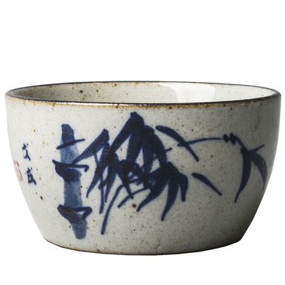 陶瓷品茗杯手绘茶杯粗陶仿古单杯