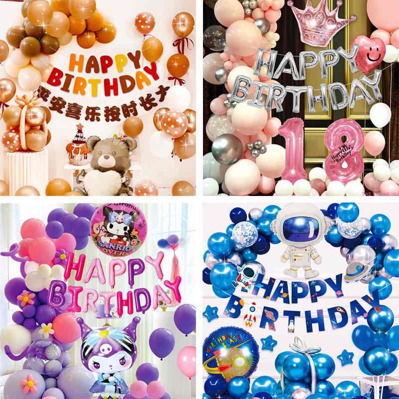 生日场景布置气球套装男孩女孩周岁主题18岁成人生日快乐装饰气球