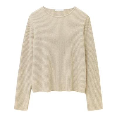 OVV秋冬热卖女装羊毛羊绒混纺圆领竖条纹肌理长袖针织衫