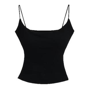 liviahome【美女舒适区】纯欲大u领带胸垫吊带背心女修身显瘦上衣