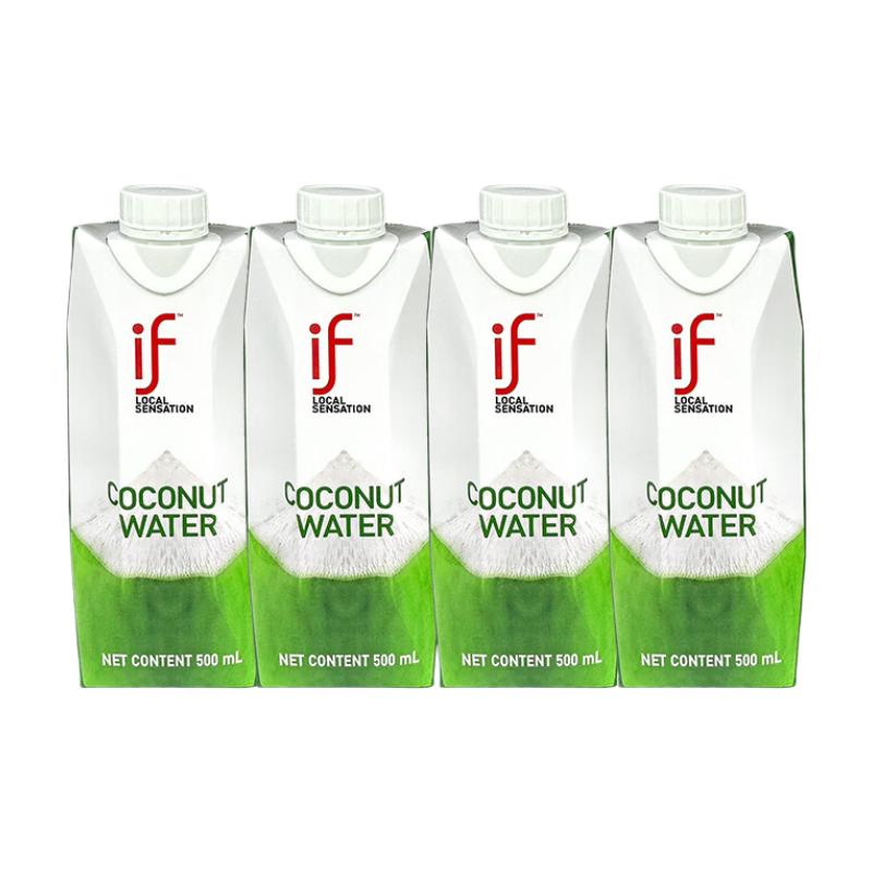 if椰子水泰国进口100%纯椰汁饮料椰青水500ml*12盒
