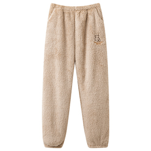 睡裤女秋冬季珊瑚绒加绒加厚法兰绒居家裤暖暖裤冬天亲肤家居裤子