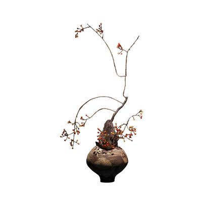 禅意宋式高级感仿真花瓶插花艺术