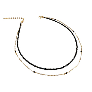 TYUSHA设计 14k包金双层项链女叠戴锁骨链短款简约颈链Choker饰品