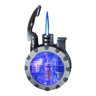 透明彩色气仓打火机炫酷发光蓝焰金属防风男士显贵创意个性送男友