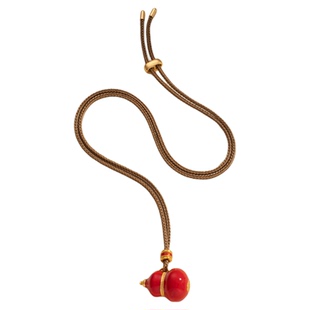 金店同款七子葫芦吊坠挂绳铜镀金新中式精工珐琅彩项链可调节长短