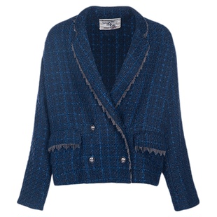 【ZOLLE因为】小香风粗花呢刺绣外套短款大衣