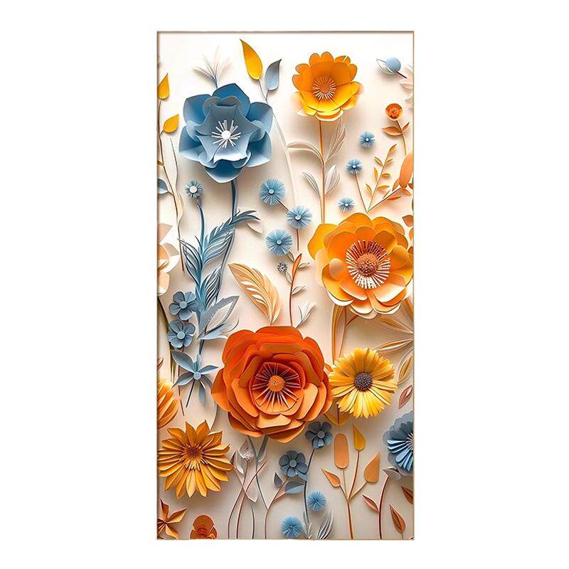 繁花玄关装饰画现代简约入户走廊挂画北欧艺术花卉正对门过道壁画