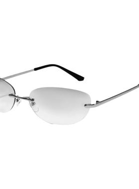 Y2K无框椭圆金属墨镜水银白