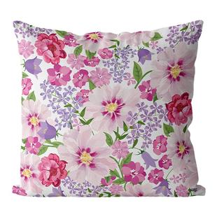 植物花卉抱枕粉红色沙发靠垫美式田园双面绒布靠背不含芯支持定制