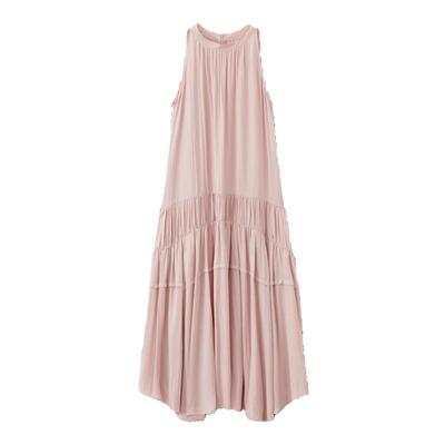 RUISHI芮时醋酸抽褶立领连衣裙