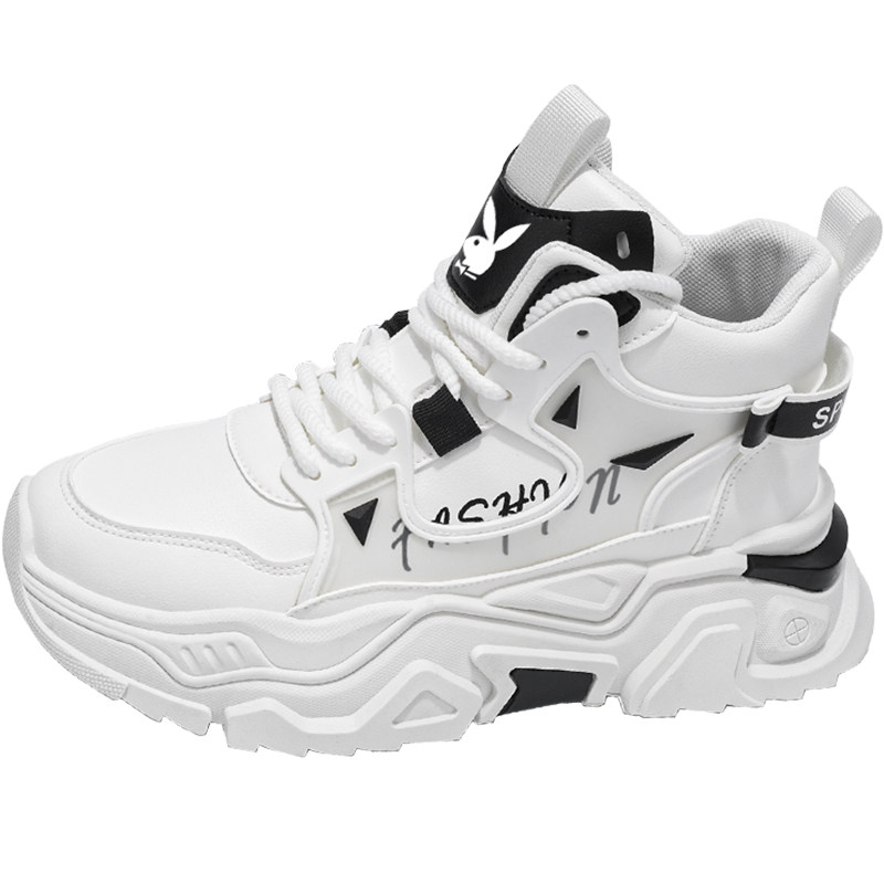 花花公子冬季高帮运动鞋加绒厚底
