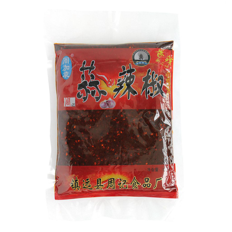 贵州黔东南古城特产镇远周记香辣蒜辣椒周加袁蒜泥辣椒料袋装瓶装